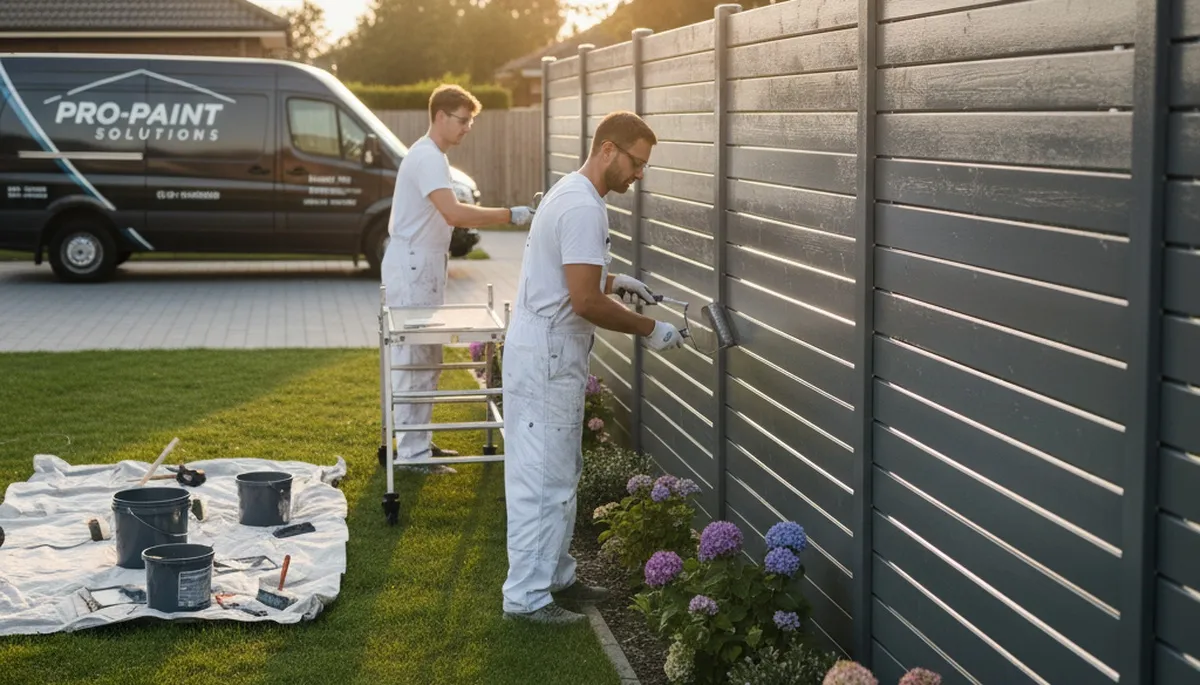Chicago painters applying fence paint for wood fence protection in Chicago, IL